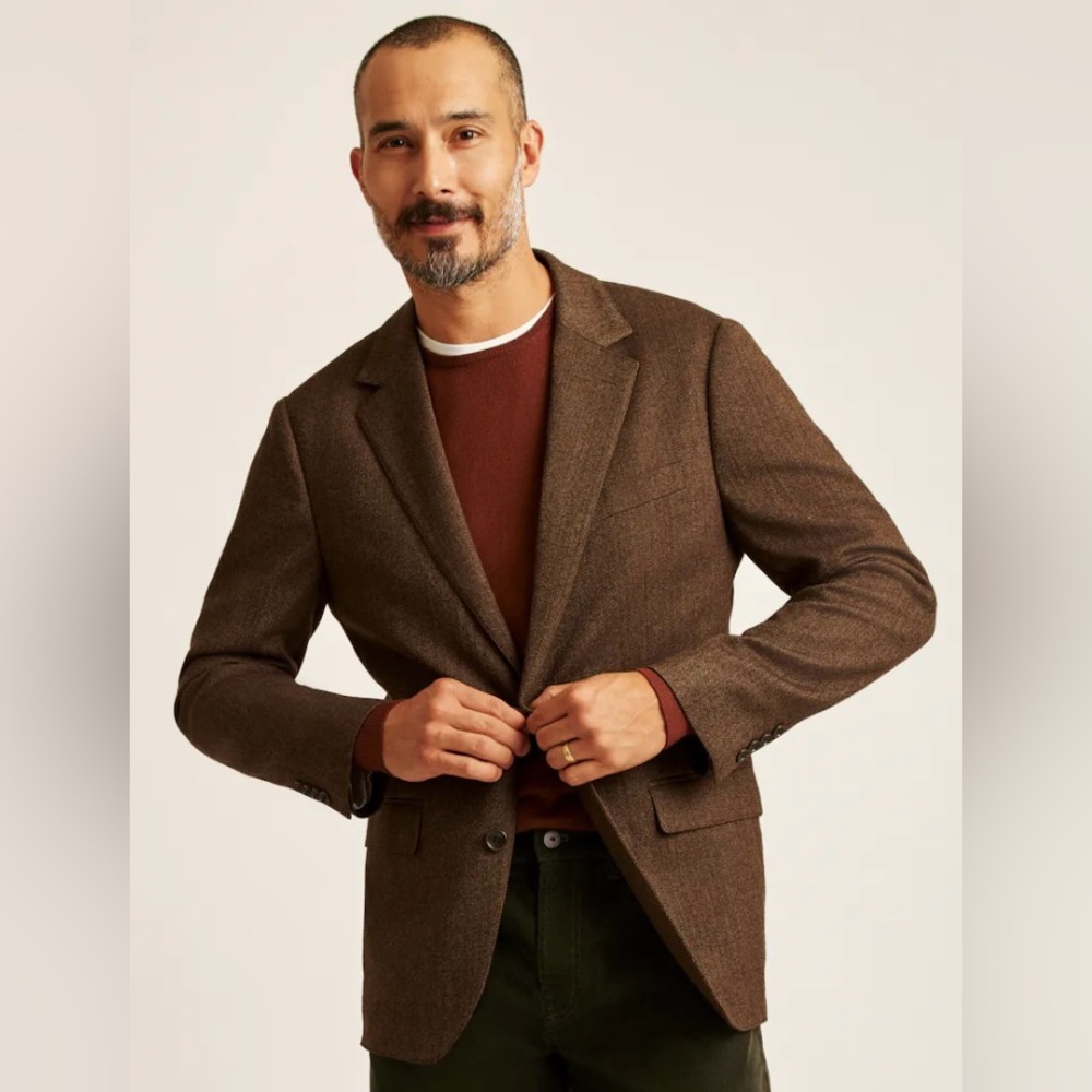 44R Slim - Bonobos Jetsetter Unstructured Blazer, Light Brown Herringbone